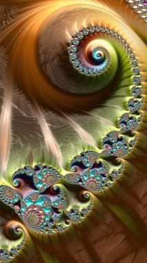 Sanatsal olarak 3D biçimlendirme fraktal, hayali soyut çizim ve renkli tasarım desen ve arkaplan