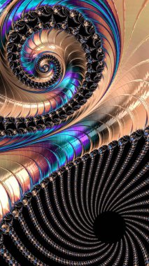 Sanatsal olarak 3D biçimlendirme fraktal, hayali soyut çizim ve renkli tasarım desen ve arkaplan