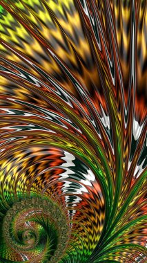 Sanatsal olarak 3D biçimlendirme fraktal, hayali soyut çizim ve renkli tasarım desen ve arkaplan