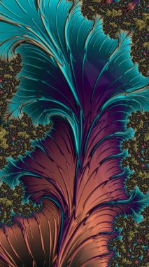 Sanatsal olarak 3D biçimlendirme fraktal, hayali soyut çizim ve renkli tasarım desen ve arkaplan