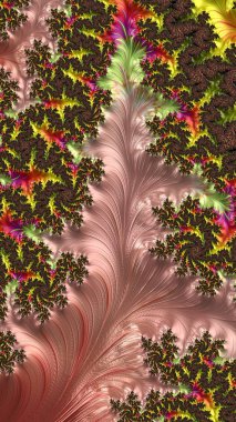 Sanatsal olarak 3D biçimlendirme fraktal, hayali soyut çizim ve renkli tasarım desen ve arkaplan