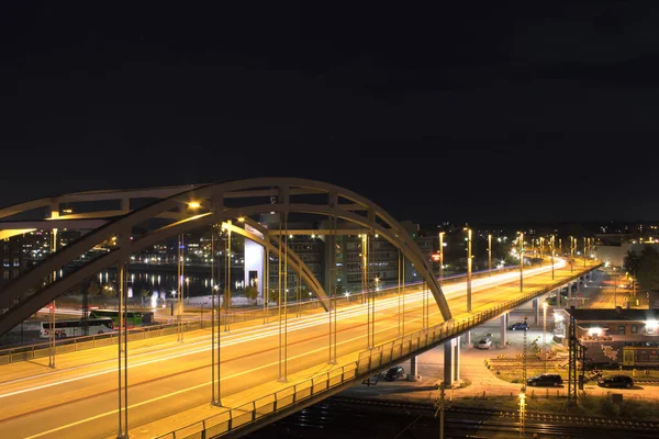 Vista Larga Puente Por Noche —  Fotos de Stock