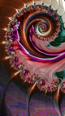 Sanatsal olarak 3D biçimlendirme fraktal, hayali soyut çizim ve renkli tasarım desen ve arkaplan