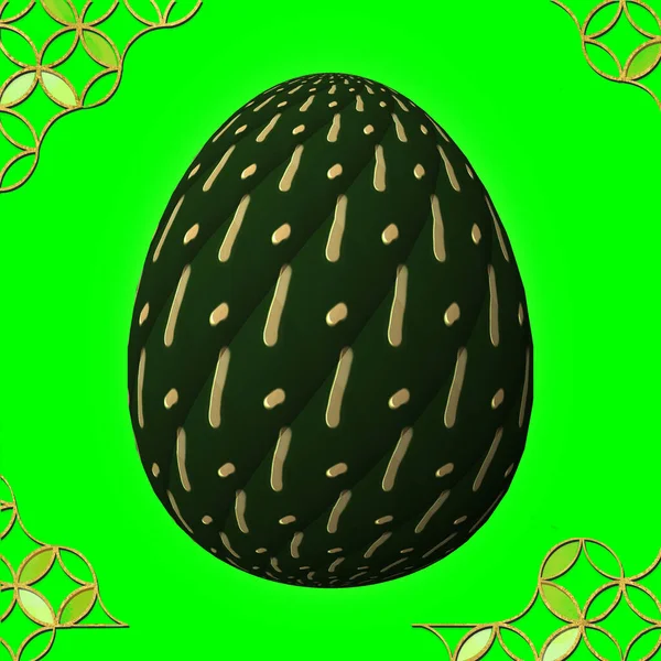 Färgglada Påsk Ägg Med Ram Grön Bakgrund — Stockfoto