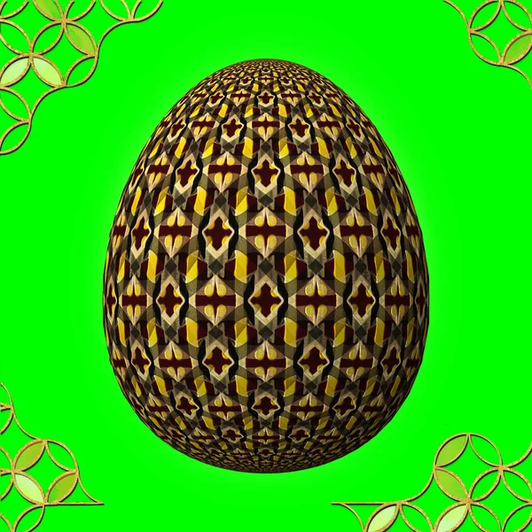 Πολύχρωμο Πασχαλινό Αυγό Πλαίσιο Πράσινο Φόντο — Φωτογραφία Αρχείου