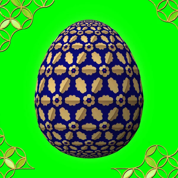 Красочный Пасхальное Яйцо Рамкой Зеленом Фоне — стоковое фото
