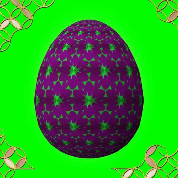 Yeşil Arka Planda Çerçeveli Boyutlu Paskalya Yumurtası — Stok fotoğraf
