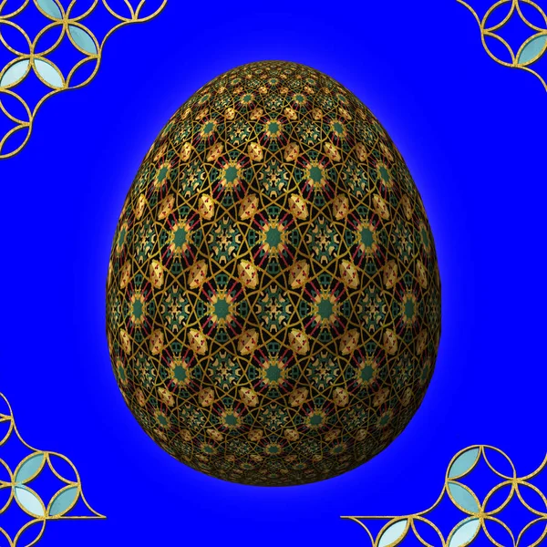 Mavi Arkaplanlı Renkli Paskalya Yumurtası — Stok fotoğraf