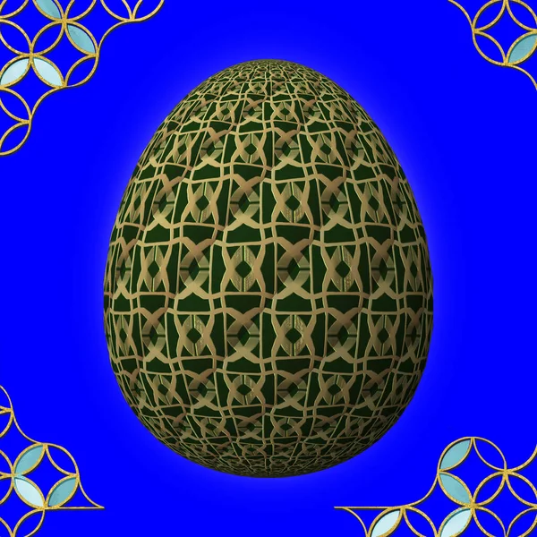 Colorful Easter Egg Frame Blue Background — Stock Photo, Image