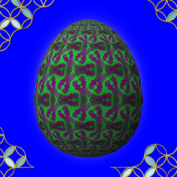 Цветные Пасхальное Яйцо Рамкой Голубом Фоне — стоковое фото