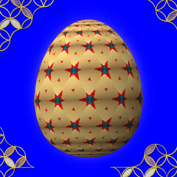 Colorful Easter Egg Frame Blue Background — Stock Photo, Image