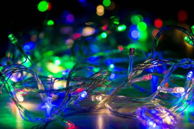 Noel çelenk soyut renkli bokeh