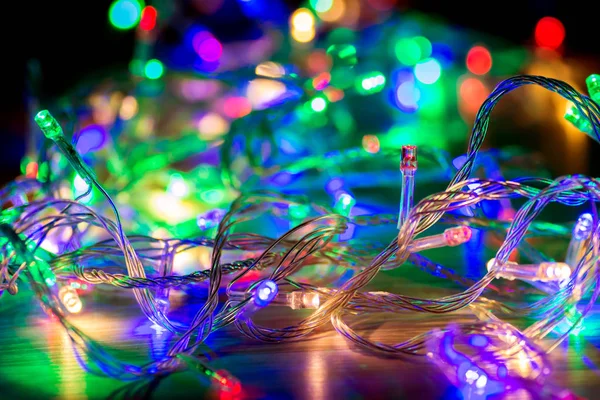 Abstract colorful bokeh of Christmas garlands