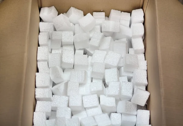Styrofoam Uma Caixa Papelão Para Embalar Mercadorias Serviço Entrega — Fotografia de Stock