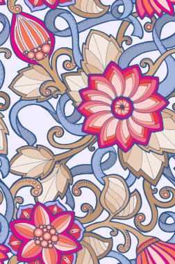 Stilize soyut çiçek ile Seamless süs renkli modeli.