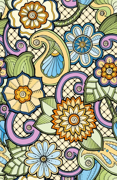 Patrón colorido ornamental sin costuras con flores abstractas estilizadas . — Vector de stock