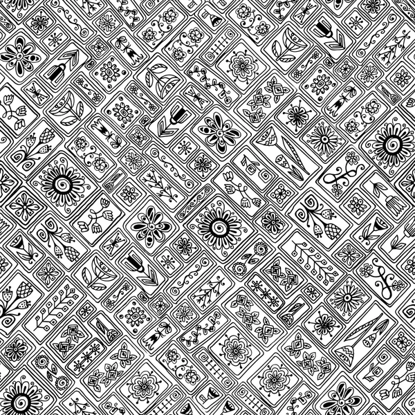 Bezproblémové patchwork vzor z marocké dlaždice a abstraktní květy. — Stockový vektor