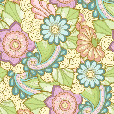 Stilize çiçek ile Seamless modeli. Etnik köken.