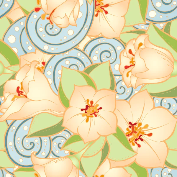 Seamless pattern with stylized flowers. Ethnic background. — Stock Vector