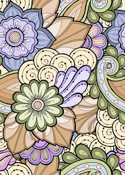 Απρόσκοπτη μοτίβο με στυλιζαρισμένα λουλούδια. Εθνοτικής καταγωγής. — Διανυσματικό Αρχείο