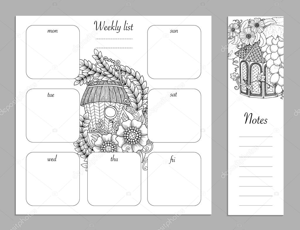 Disegno della lista settimanale per blocco note isolato su priorit  bassa bianca con il posto per testo in vista dall alto Sketchbook mockup di diario