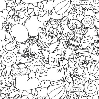 Neşeli Noel xmas tek renkli desen ve metin şablonları kümesi. İdeal tatil tebrik kartları, baskı, boyama kitabı sayfası veya kağıt ambalaj.
