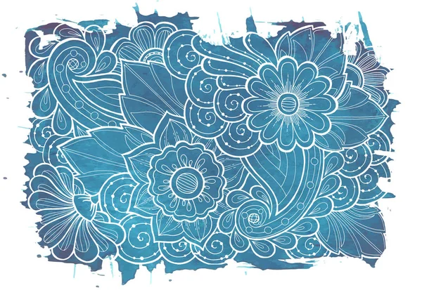 花のカードです。手描きの抽象花のアートワーク。Web、紙媒体のデザインの背景。バナー、名刺、チラシ、招待状、グリーティング カード、はがき. — ストックベクタ