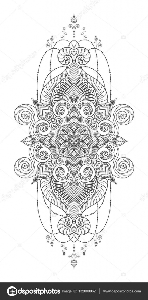 Islam arabo indiano ottomano motivi mehendi disegno Zentangle cerchi per la stampa su tessuto o carta — Vettoriali di JuliaSnegireva