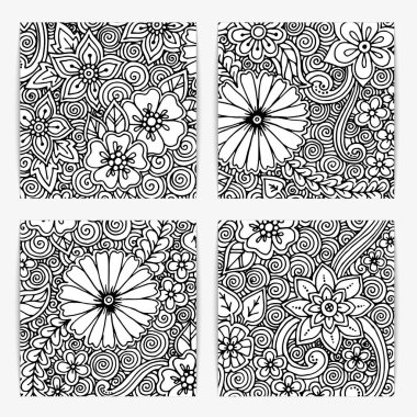 Süs Dikişsiz etnik siyah-beyaz desen kümesi. Duvar kağıdı, desen dolgularını, tekstil, kumaş, sarma, yüzey dokuları için çiçek arka plan-ebilmek var olmak kullanılmış.