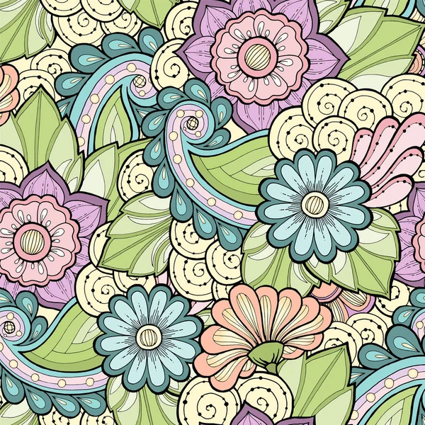Απρόσκοπτη μοτίβο με στυλιζαρισμένα λουλούδια. Εθνοτικής καταγωγής. — Διανυσματικό Αρχείο