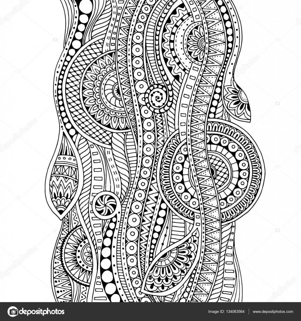 Hand Getekende Tribal Etnische Patroon Doodle Achtergrond Met