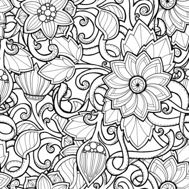 Sorunsuz arka planda vektör karalamalar, çiçek ve paisley doodle. Vektör etnik desen-ebilmek var olmak kullanılmış için duvar kağıdı, desen dolguları.