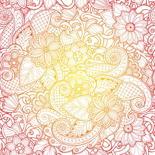 Doodle sömlös bakgrund i vektor med doodles, blommor och paisley. Vector etniska mönster kan användas för tapet, skuggmönster. — Stock vektor