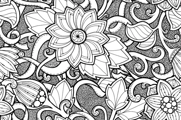 Padrão ornamental sem costura com estilizado com flores abstratas e paisley tribal. Modelo de design floral étnico pode ser usado para papel de parede, preenchimento de padrão, têxtil, tecido, envoltório, texturas de superfície —  Vetores de Stock