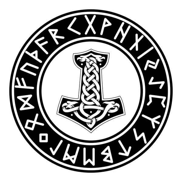 Mjollnir. Futhark. Rune — Stock Vector