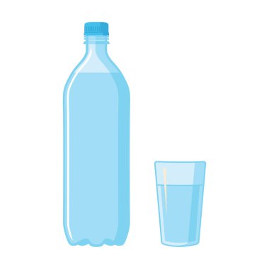 Plastik şişe su ve cam