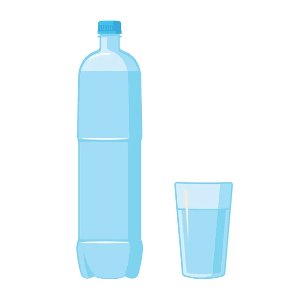Plastic fles. Glas — Stockvector