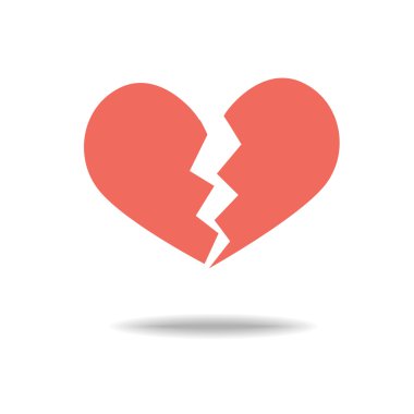 Kırmızı kalp kırıklığı / kırık kalp ya da düz simgesi için apps ve 