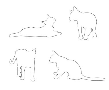 Beyaz arka plan üzerinde vektör yolları kedilerin ayarla