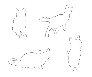 Beyaz arka plan üzerinde vektör yolları kedilerin ayarla
