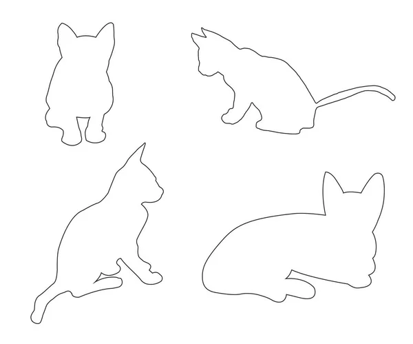 Beyaz arka plan üzerinde vektör yolları kedilerin ayarla — Stok Vektör