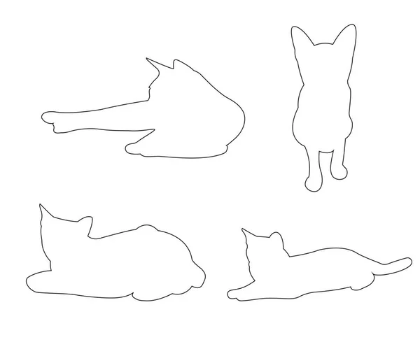 Vector paths of Cats set on the white background — Stock Vector