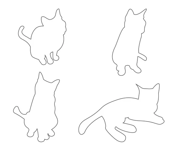 矢量路径的设置在白色背景上的猫 — 图库矢量图片