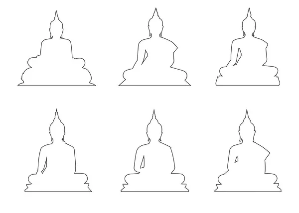 Sada cestu Buddhy na bílém pozadí — Stockový vektor