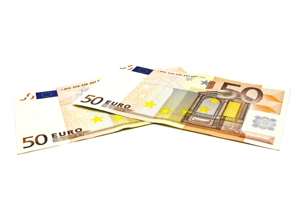 Banconota da 50 euro su sfondo bianco . — Foto Stock