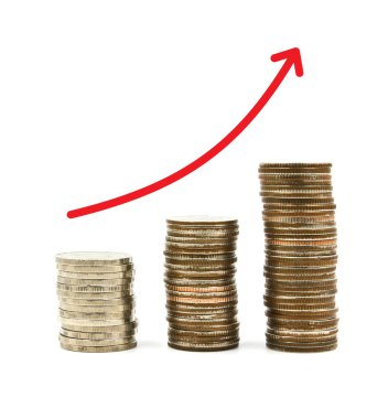 yığılmış paralar grafik ok