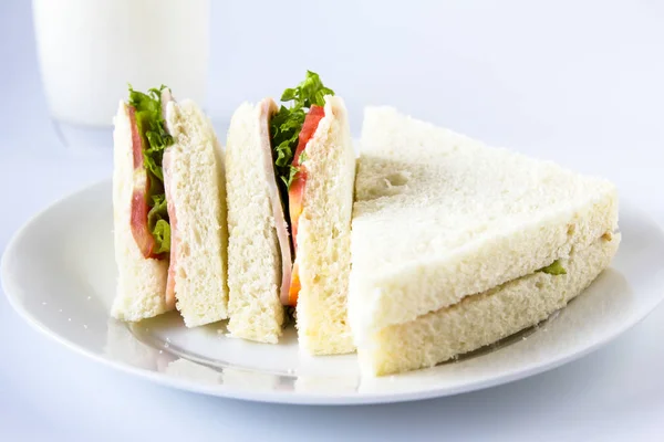 Sandwich and milk glass. — Stock Photo, Image