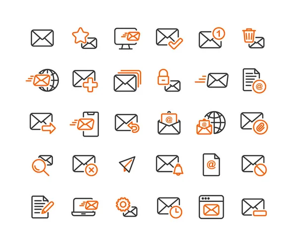 Email és Mail vázlat ikon készlet. Vektor és illusztráció. — Stock Vector