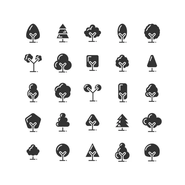 Set di icone a forma di albero. Vettore e illustrazione . — Vettoriale Stock
