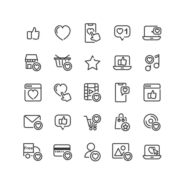 Social Network Come set di icone di contorno. Vettore e illustrazione . — Vettoriale Stock